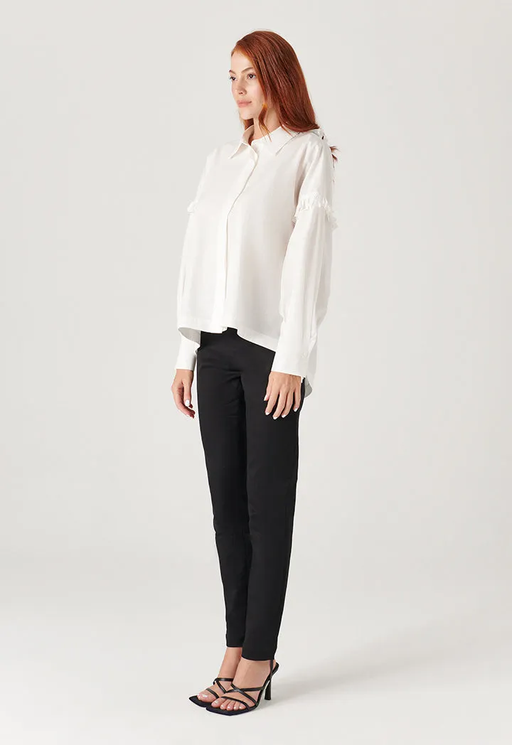 Ruched Open Back With Chain Collared Shirt