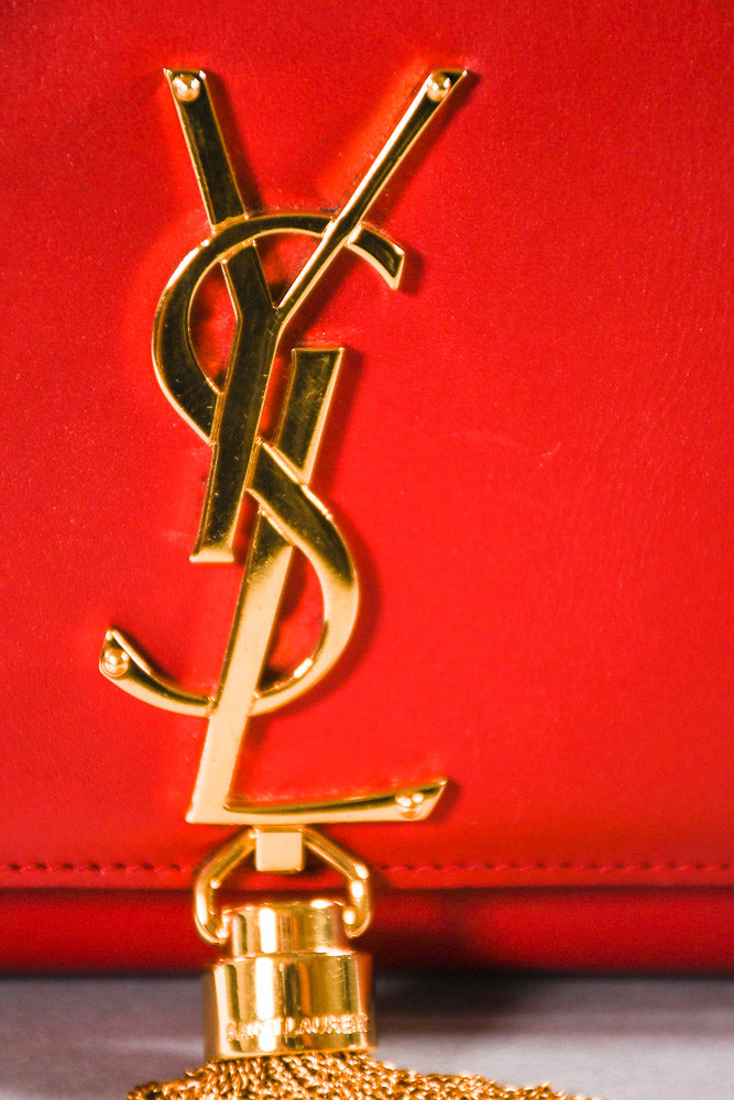 Saint Laurent Red Leather Kate Crossbody w/ Tassel