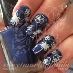 Summer Nail Art Beach Palm Tree Flower Nail Water Decals Water Slides