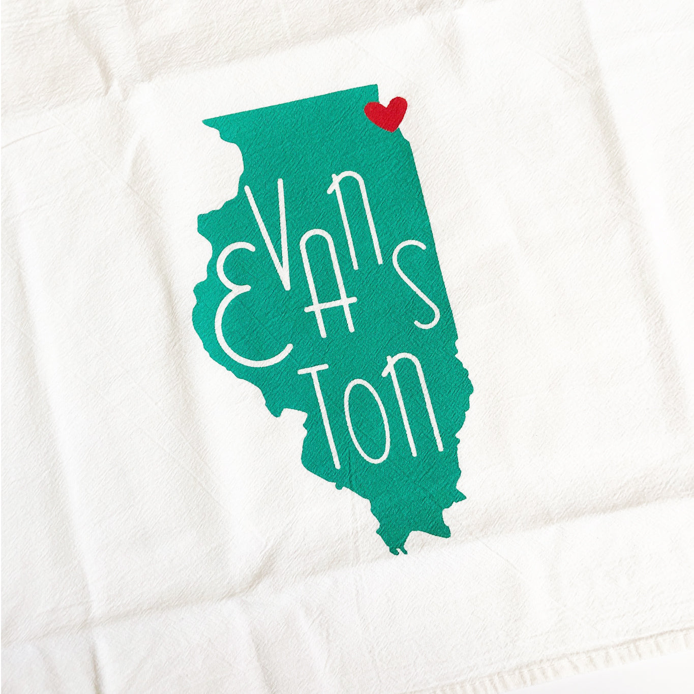 Turquoise Evanston, IL Words Tea Towel