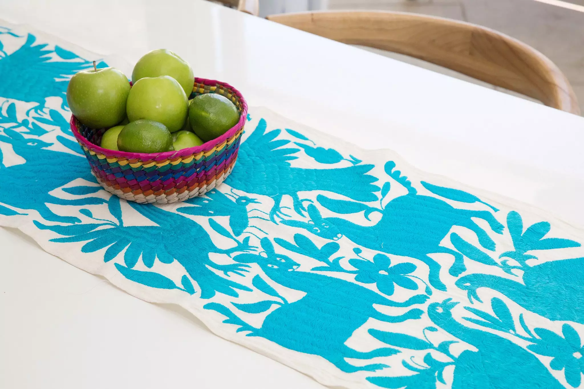 TURQUOISE OTOMI TABLE RUNNER