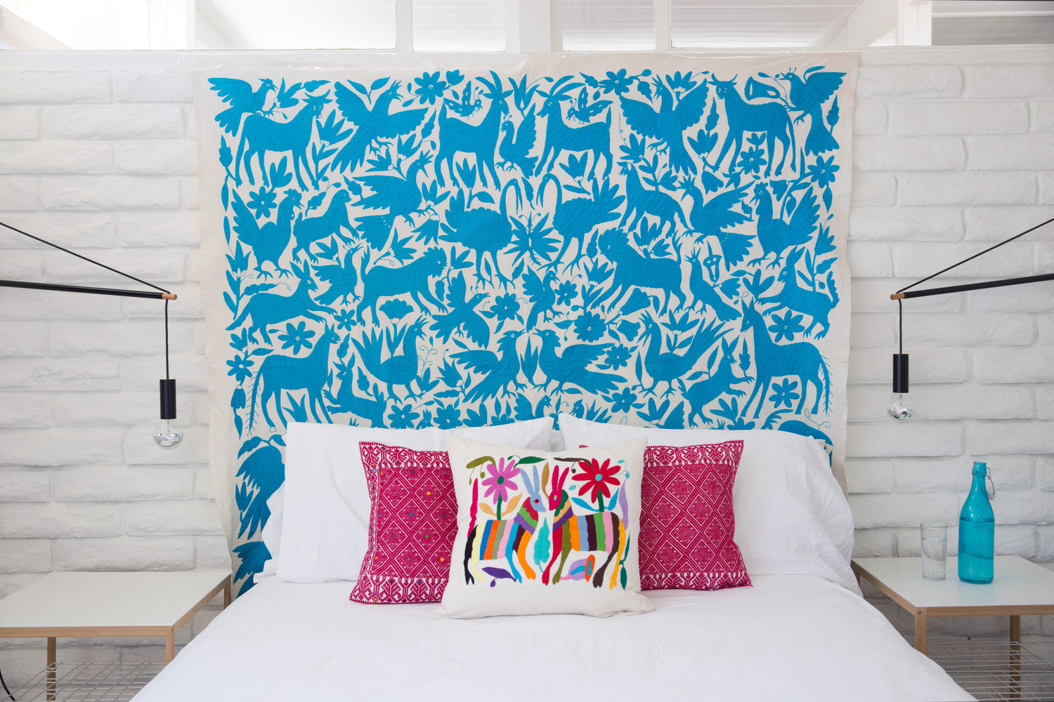 TURQUOISE OTOMI TAPESTRY / TABLECLOTH