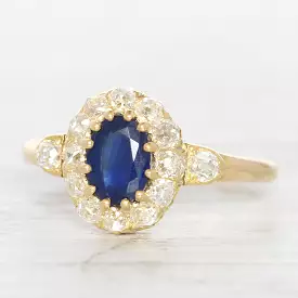 Victorian 0.85 Carat Sapphire and Old Cut Diamond Coronet Cluster