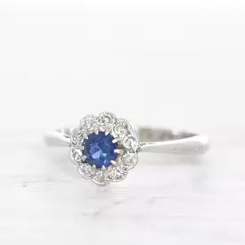 Vintage 0.25 Carat Sapphire and Diamond Cluster