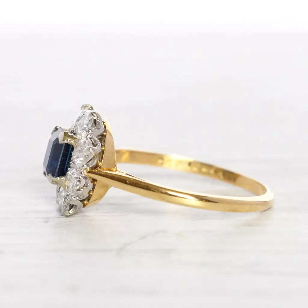 Vintage 1.25 Carat Sapphire and Diamond Cluster