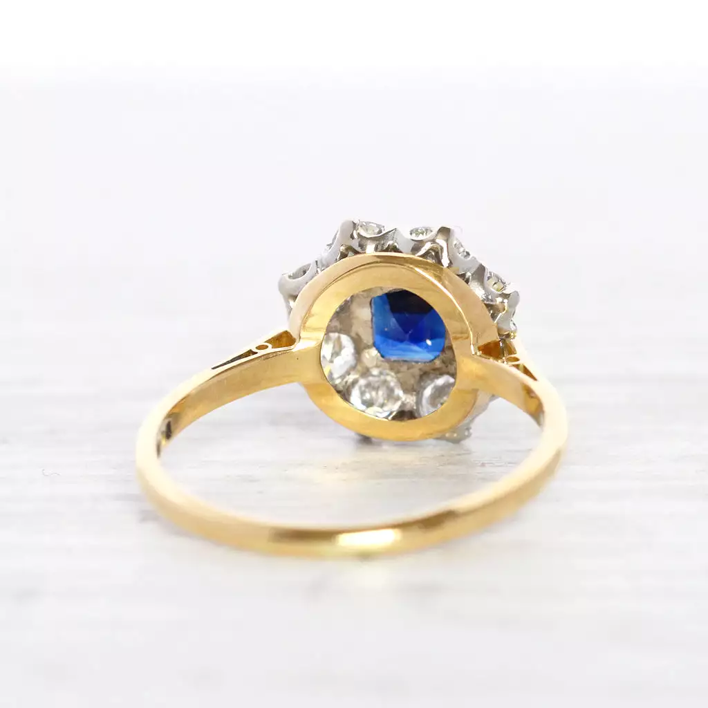 Vintage 1.25 Carat Sapphire and Diamond Cluster