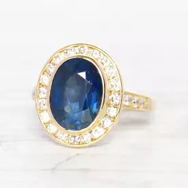 Vintage French 4.15 Carat Sapphire and Diamond Cluster