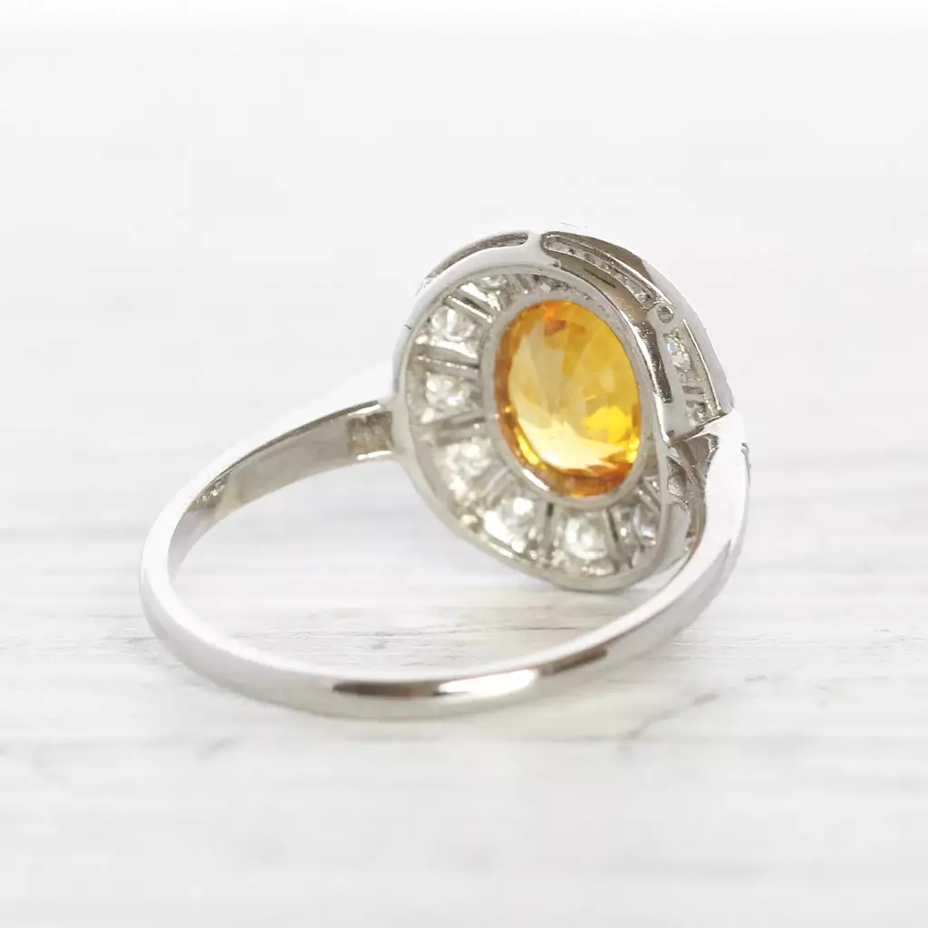 Vintage Style 1.28 Carat Yellow Sapphire and Diamond Cluster