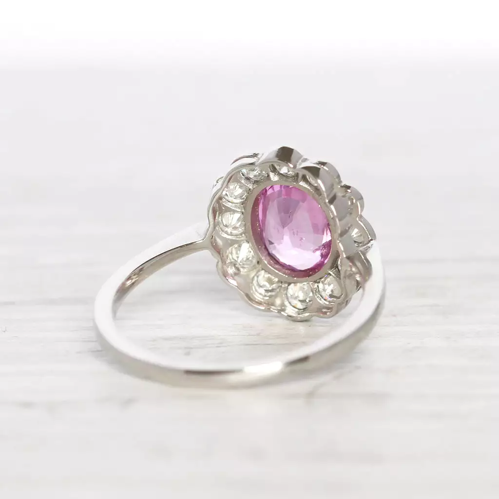 Vintage Style 1.55 Carat Pink Sapphire and Diamond Cluster