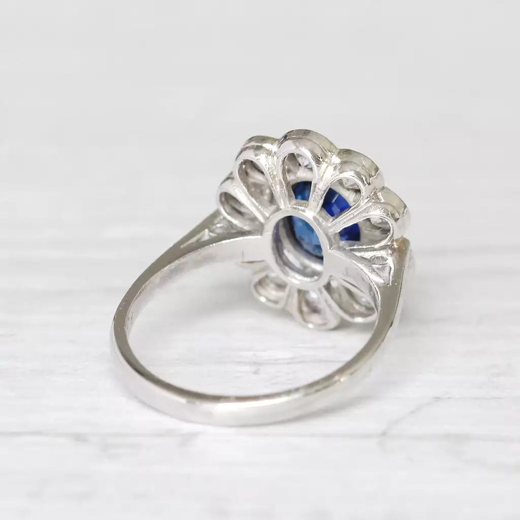 Vintage Style 1.70 Carat Sapphire and Diamond Cluster