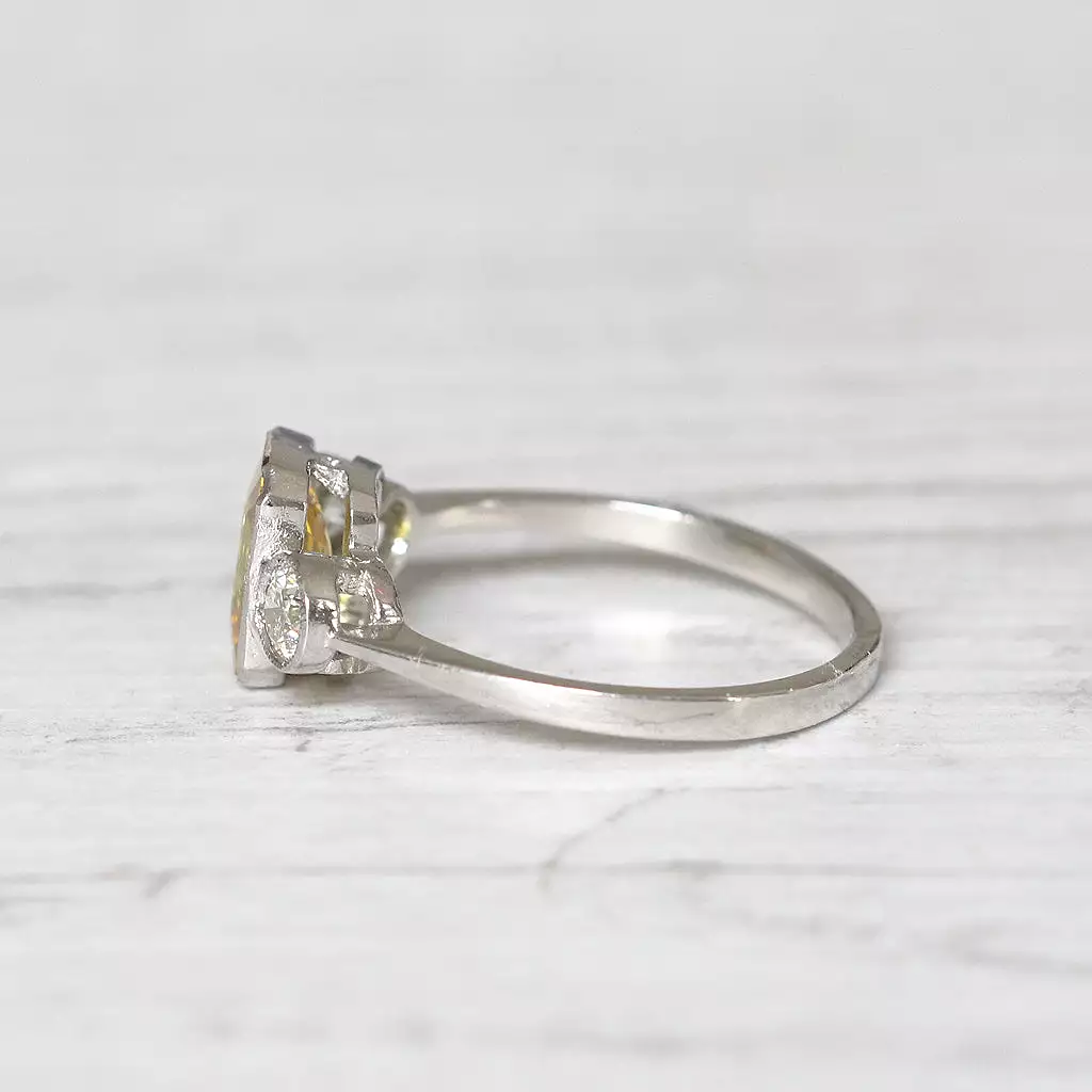 Vintage Style 1.70 Carat Yellow Sapphire and Diamond Three Stone