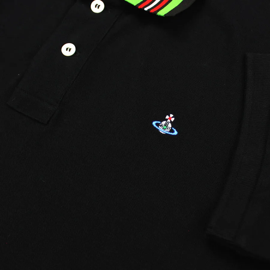 Vivienne Westwood - Contrast Striped Collar Polo Shirt in Black