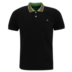 Vivienne Westwood - Contrast Striped Collar Polo Shirt in Black