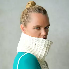 Waffle Crochet Scarf in Off White