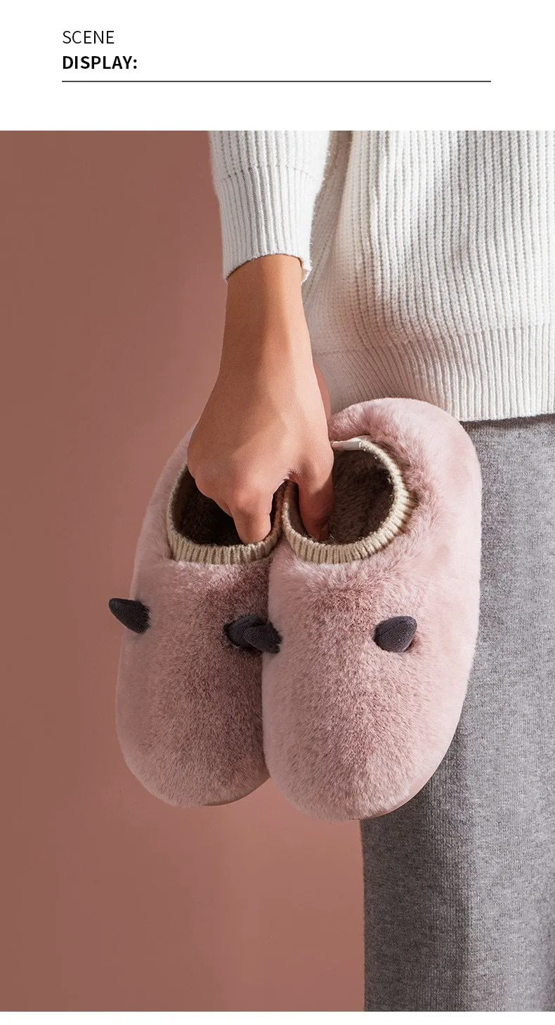 Warm and Comfortable Women's Cotton Plush House Slippers Confinement Shoes