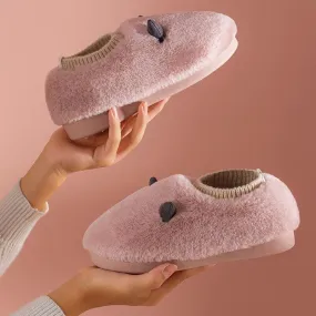 Warm and Comfortable Women's Cotton Plush House Slippers Confinement Shoes