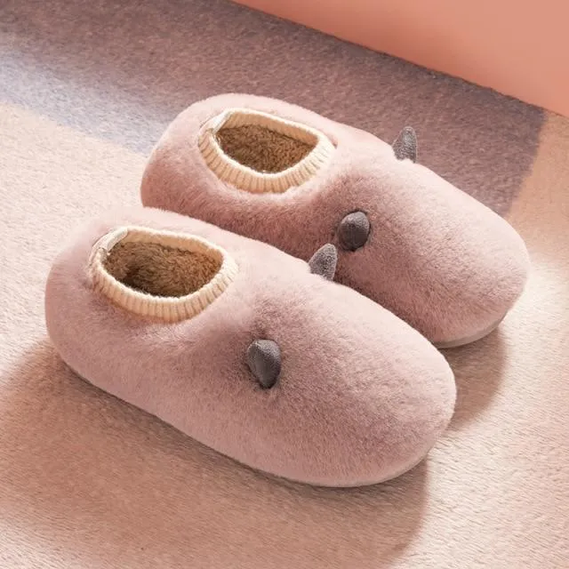 Warm and Comfortable Women's Cotton Plush House Slippers Confinement Shoes