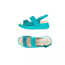 Wedge Sandal Intreccio Madreperla Turquoise