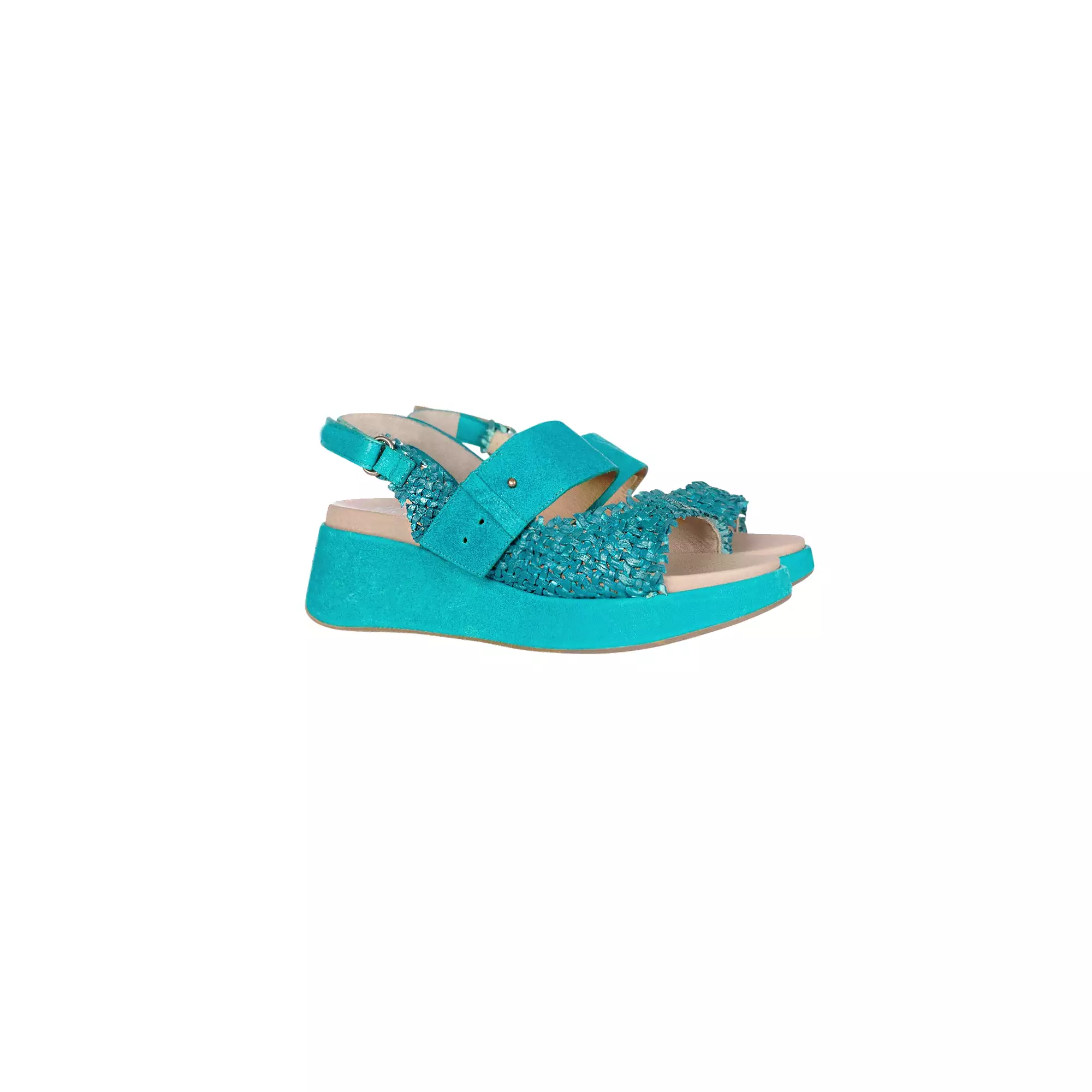 Wedge Sandal Intreccio Madreperla Turquoise