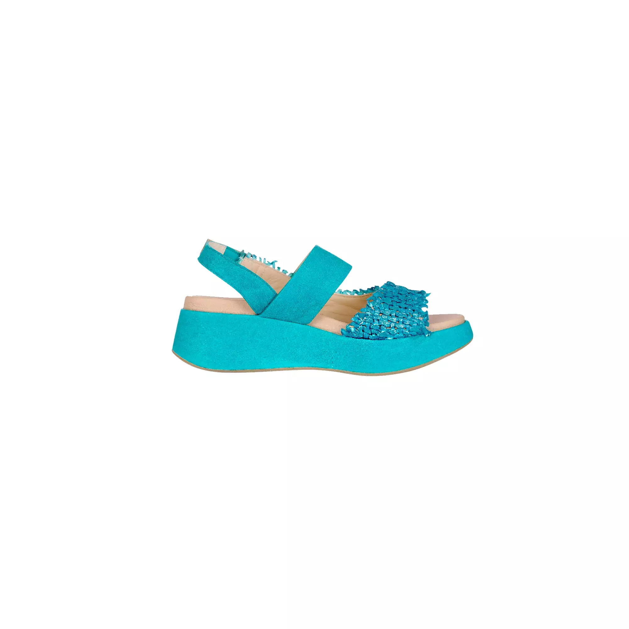 Wedge Sandal Intreccio Madreperla Turquoise