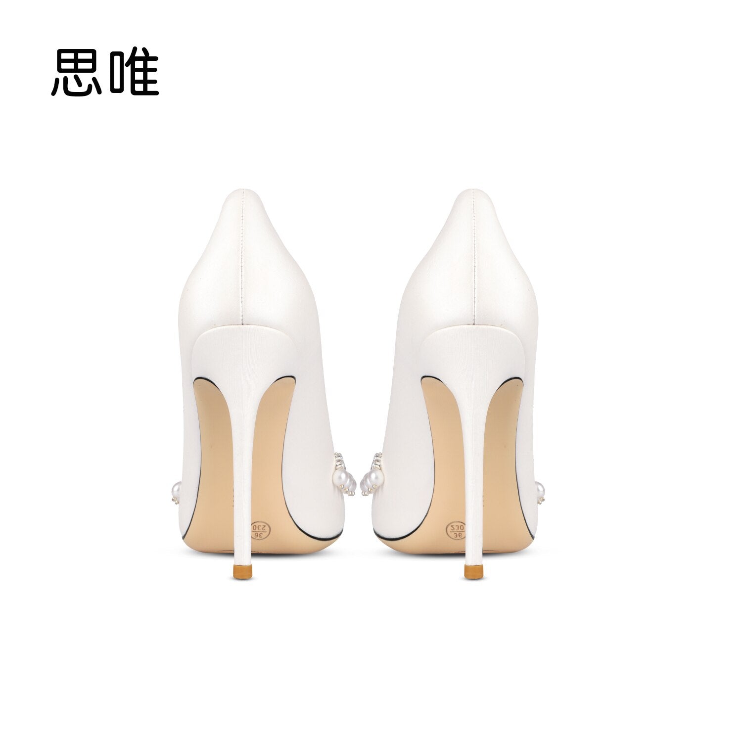 White Pearl Satin Surface Point Toe Weddings bridal Pumps