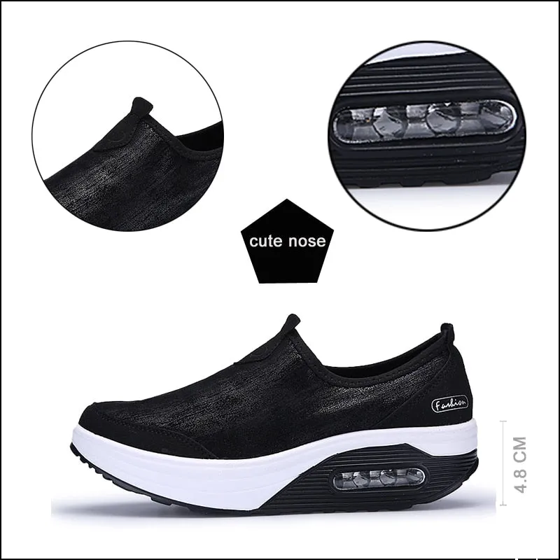 Women's Autumn Black White Cotton Slip-on Ballet Round Toe Casual Shoes