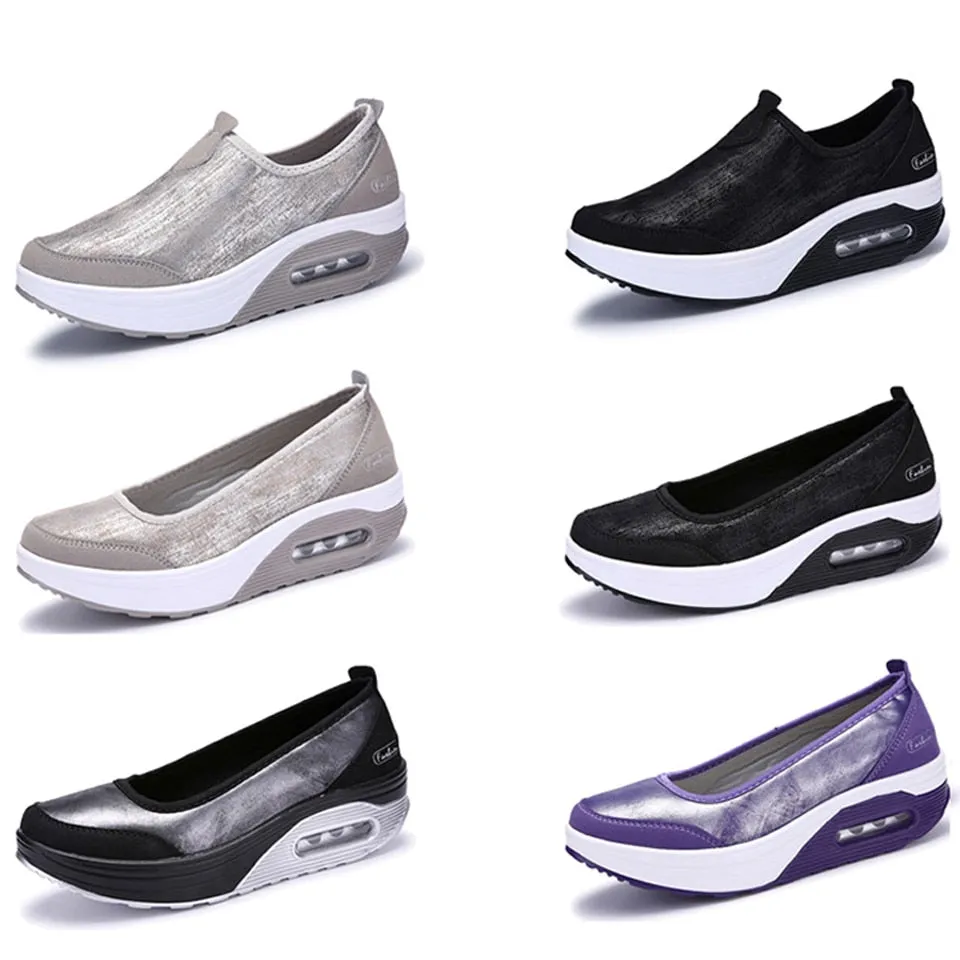 Women's Autumn Black White Cotton Slip-on Ballet Round Toe Casual Shoes