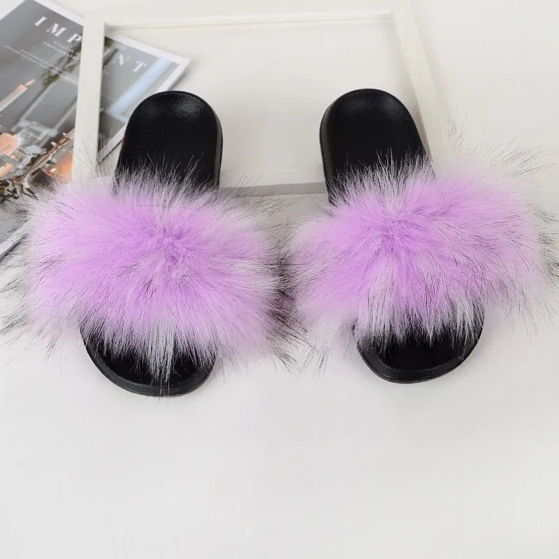 Women's Taro Purple Summer Synthetic Fur Fluffy Plush House Slippers