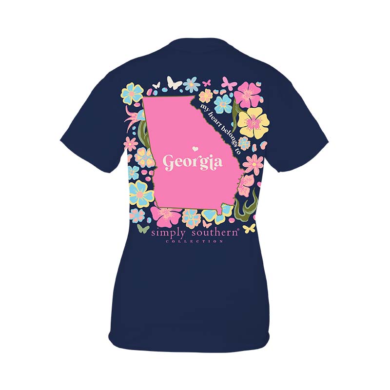 Youth Georgia State Floral Short Sleeve T-Shirt